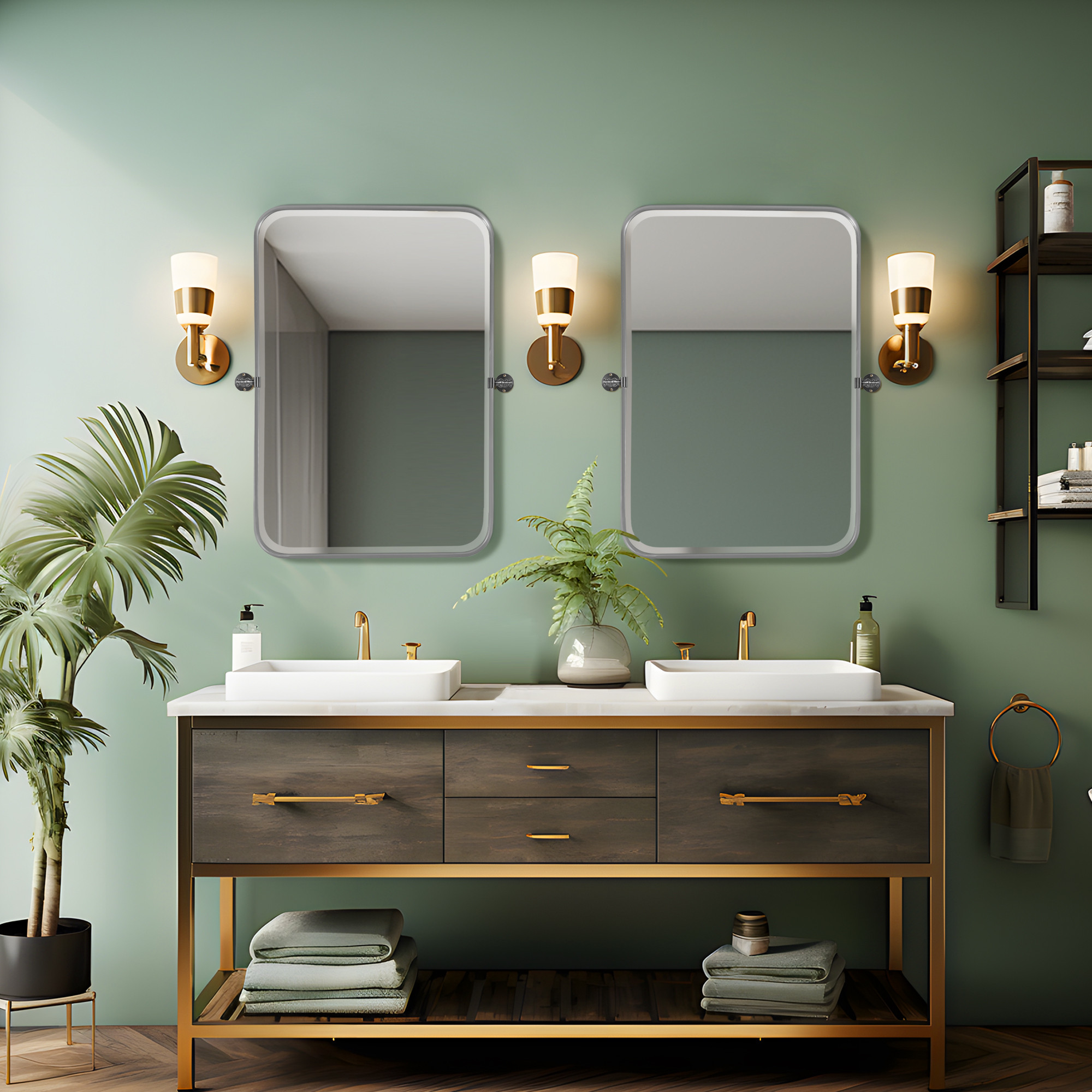 Regal Vanity Mirror - Black/Silver