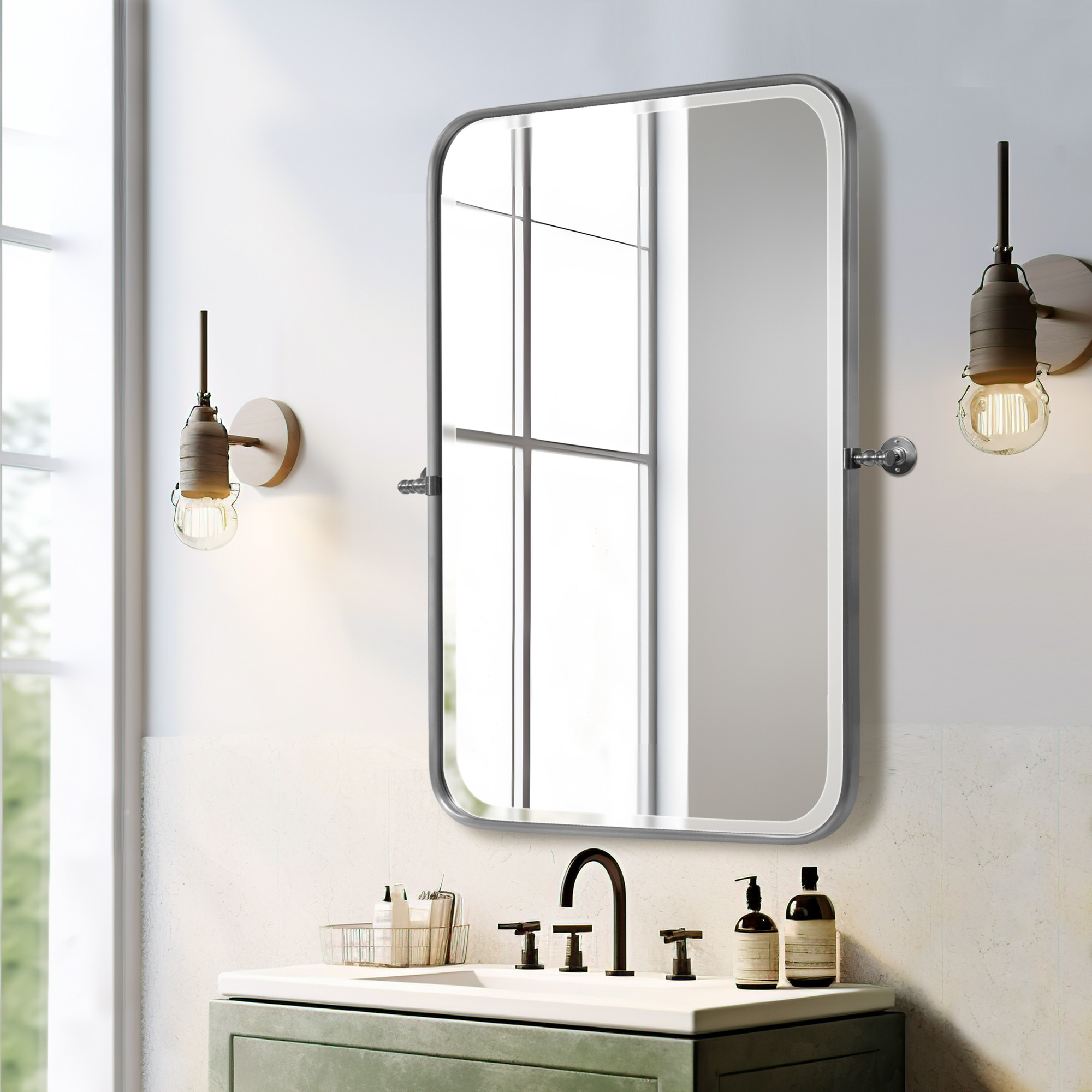 Regal Vanity Mirror - Black/Silver