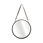 Round Leather Strap Wall Mirror