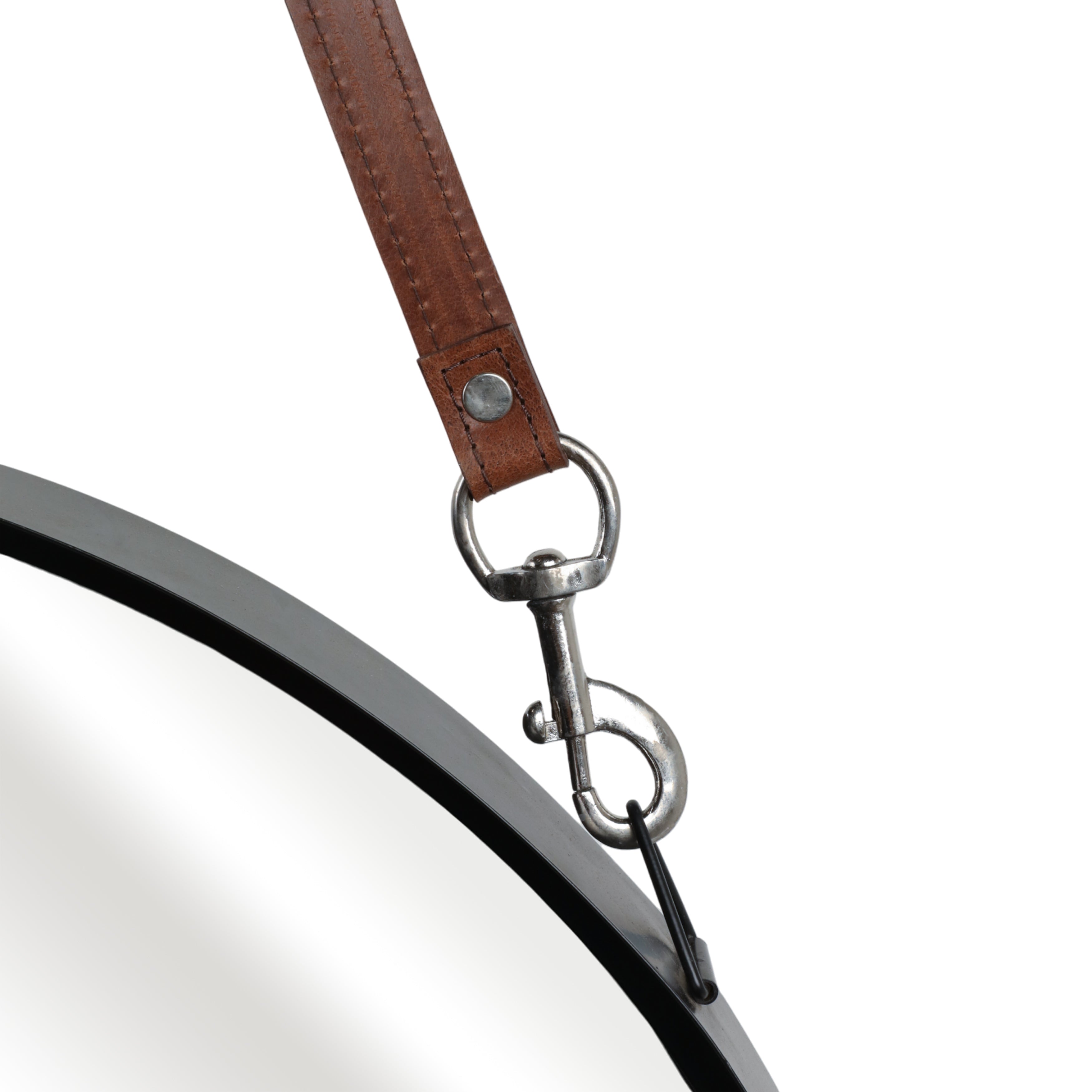 Round Leather Strap Wall Mirror