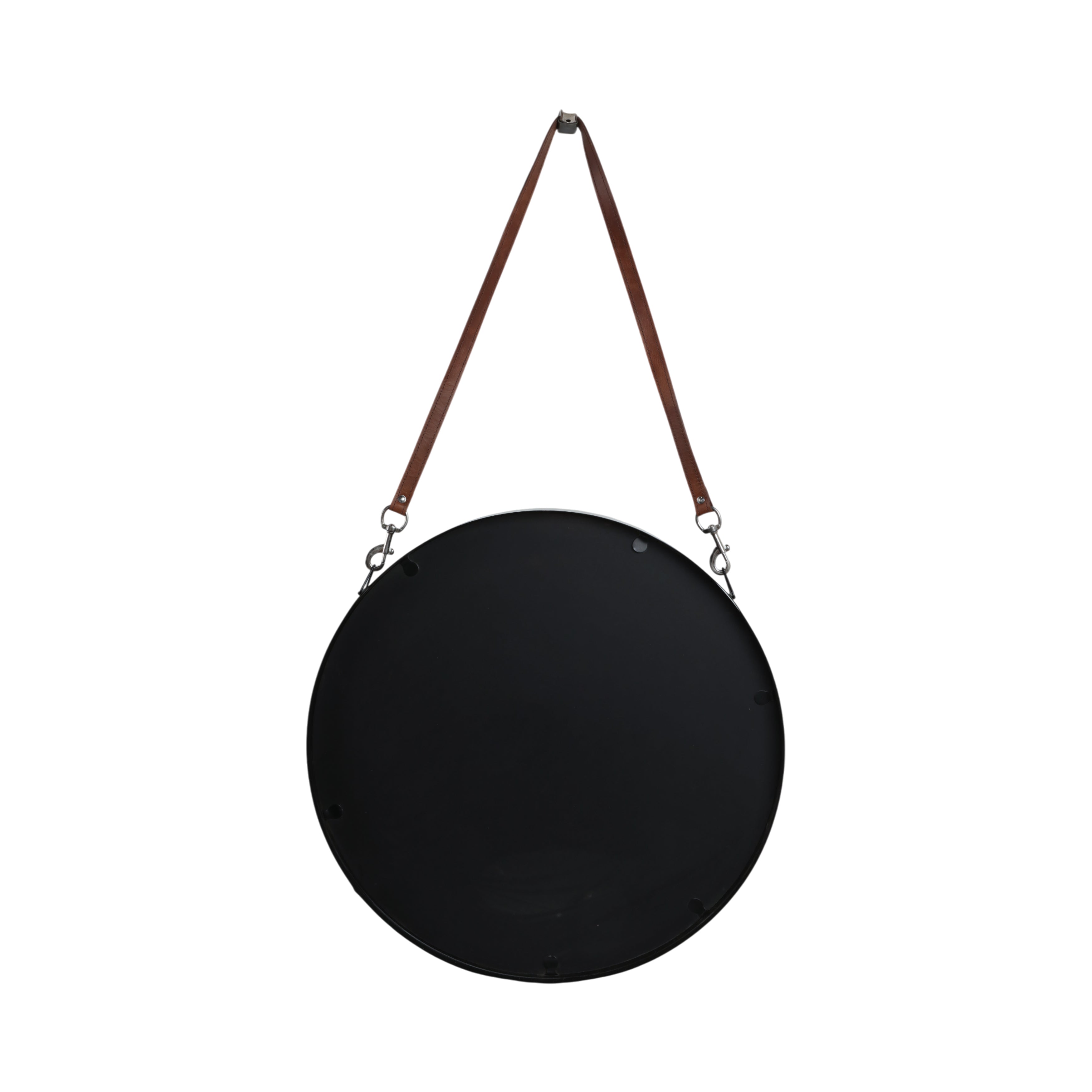 Round Leather Strap Wall Mirror