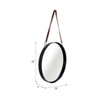 Round Leather Strap Wall Mirror