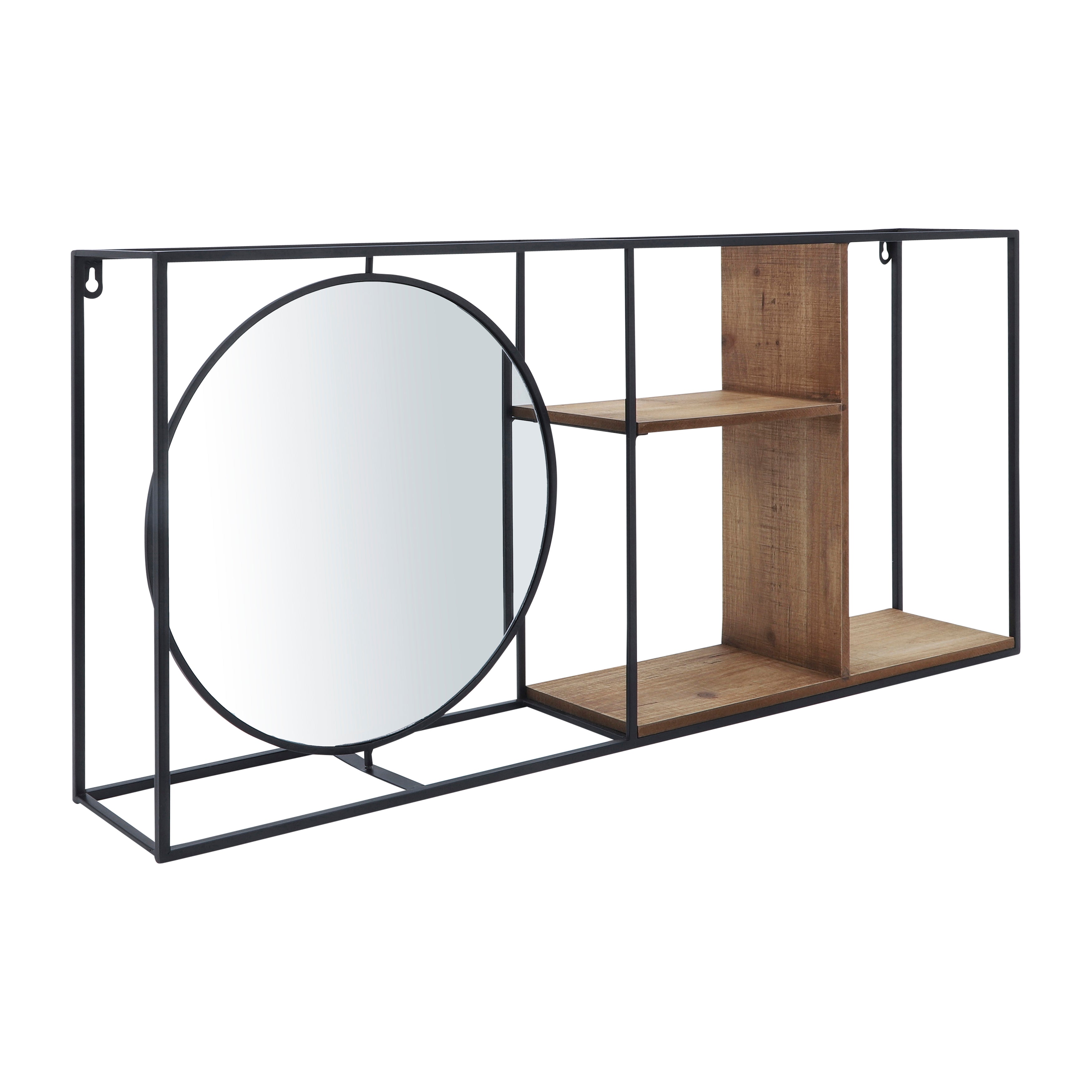 Denver Wall Shelf With Circle Mirror