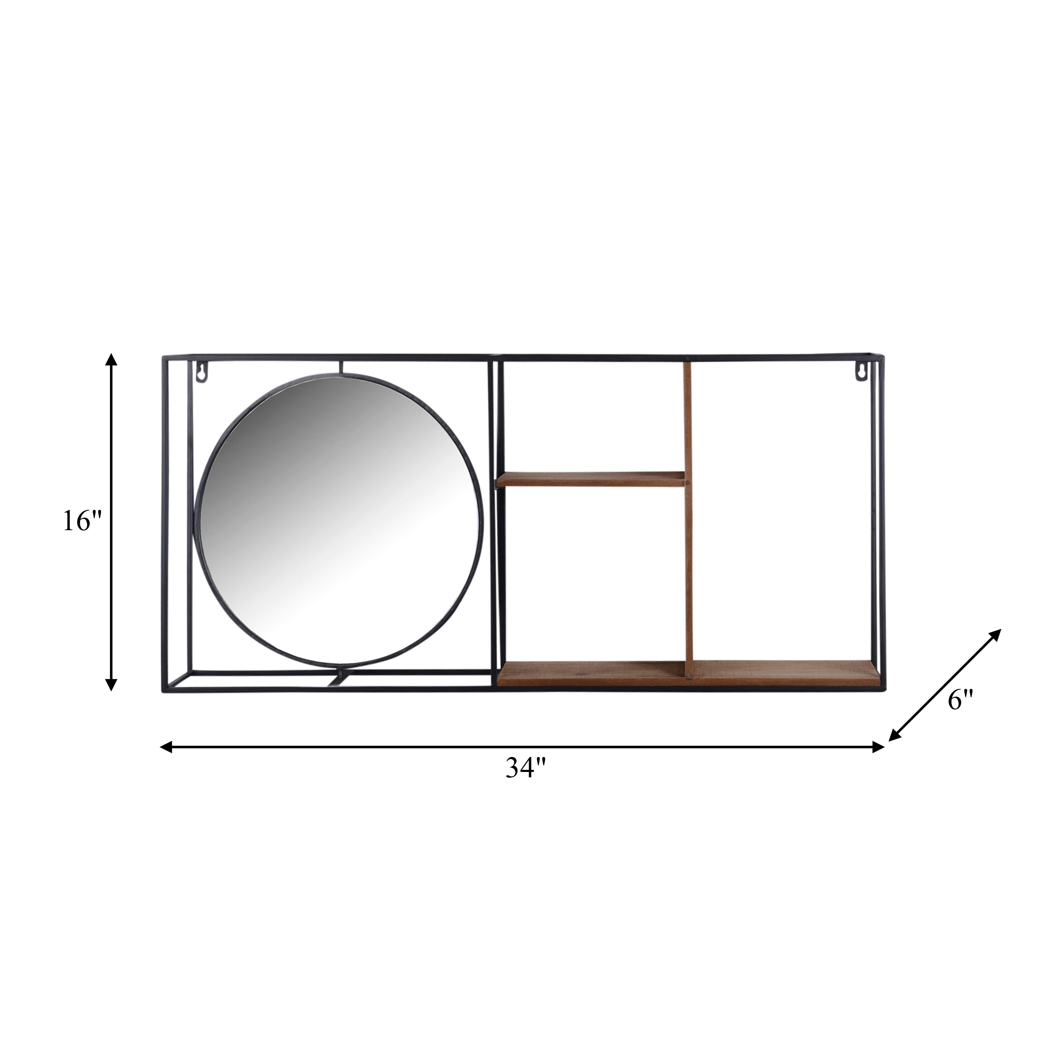 Denver Wall Shelf With Circle Mirror