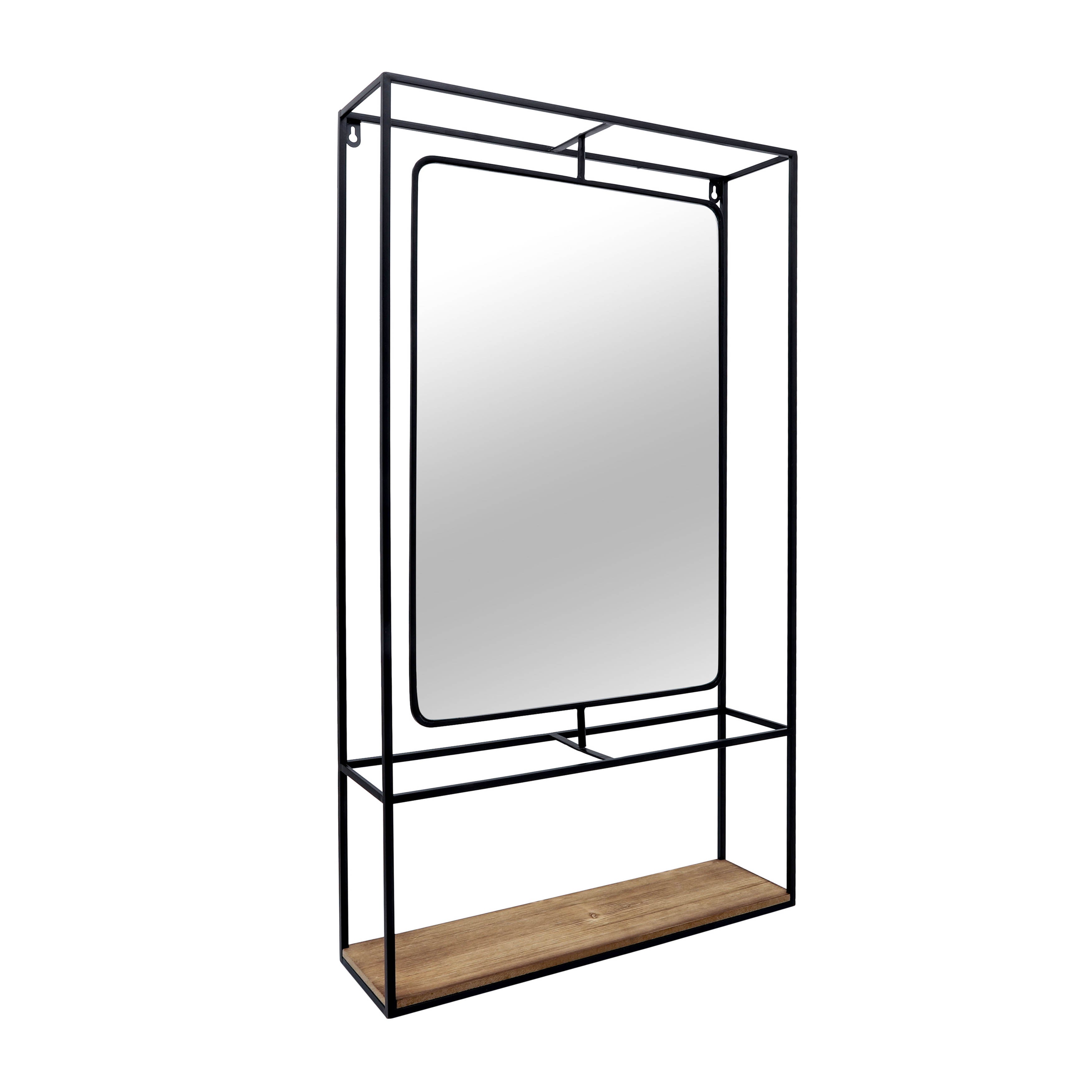 Denver Wood Wall Shelf With Mirror