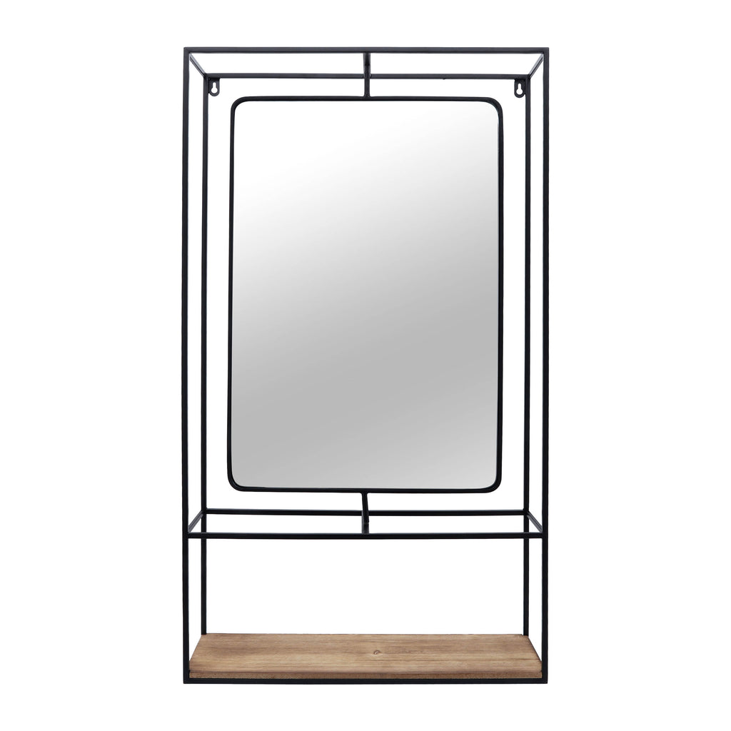 Denver Wood Wall Shelf With Mirror