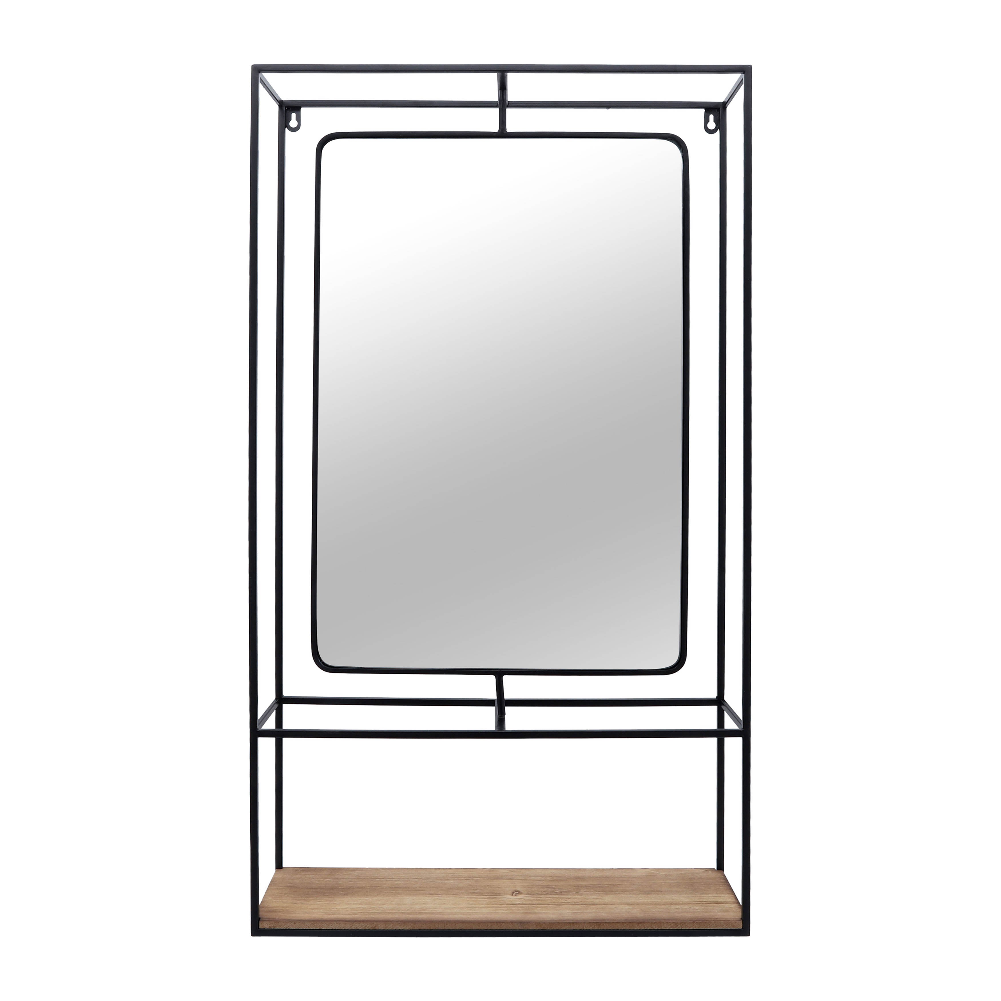 Denver Wood Wall Shelf With Mirror