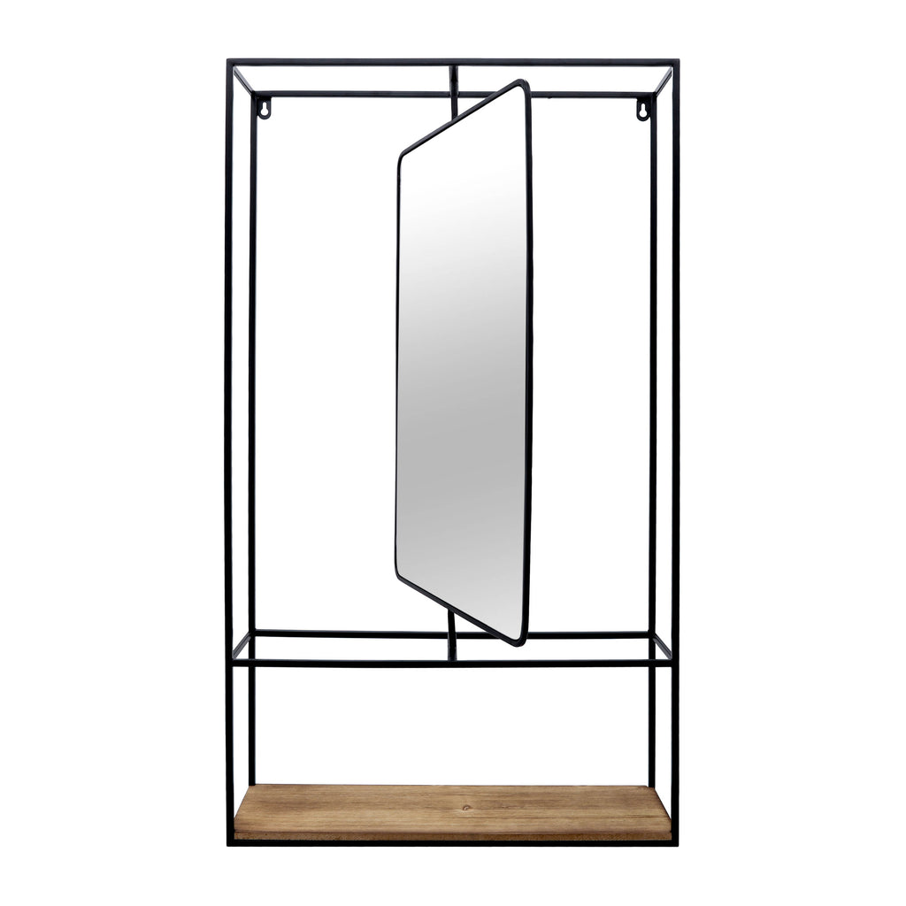 Denver Wood Wall Shelf With Mirror