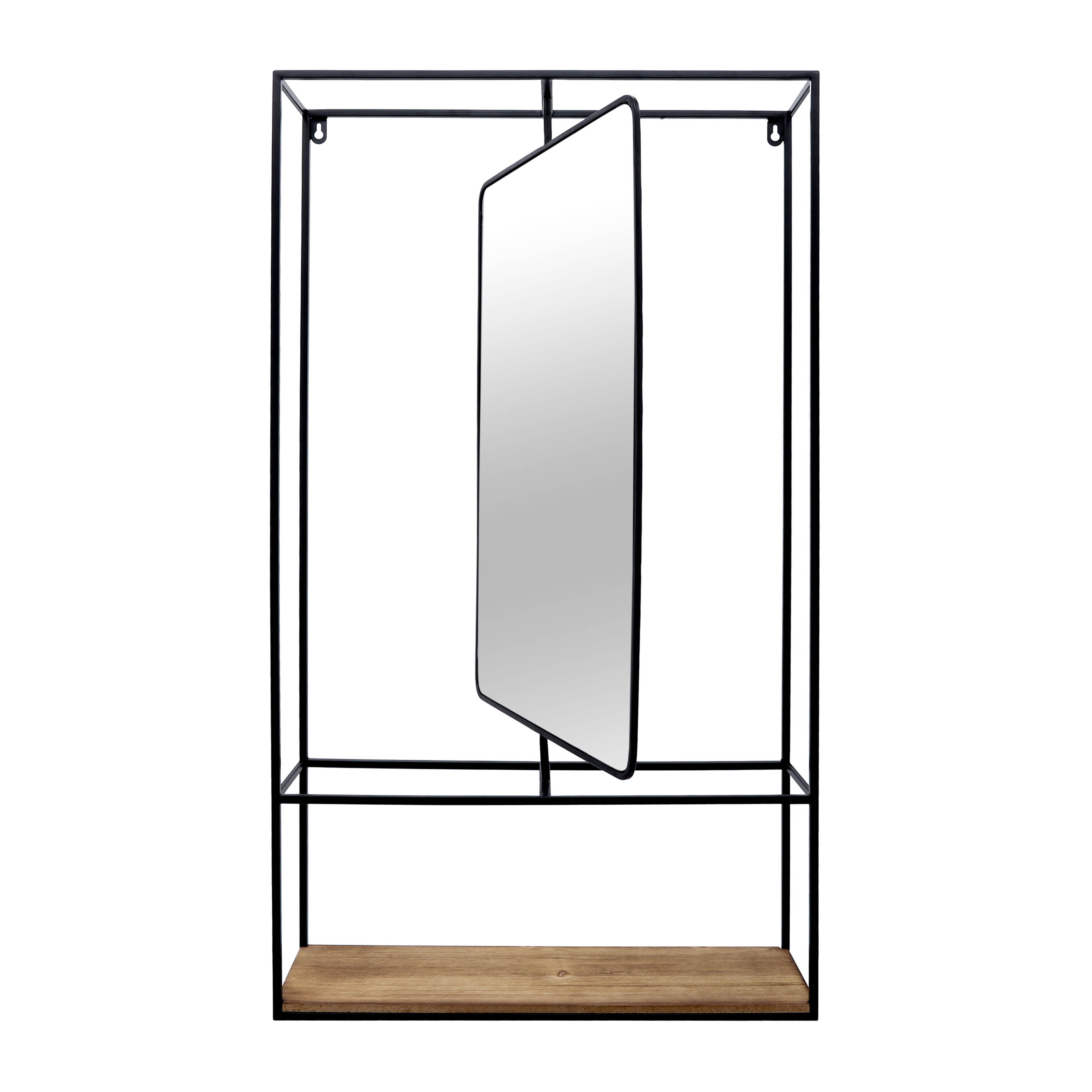 Denver Wood Wall Shelf With Mirror