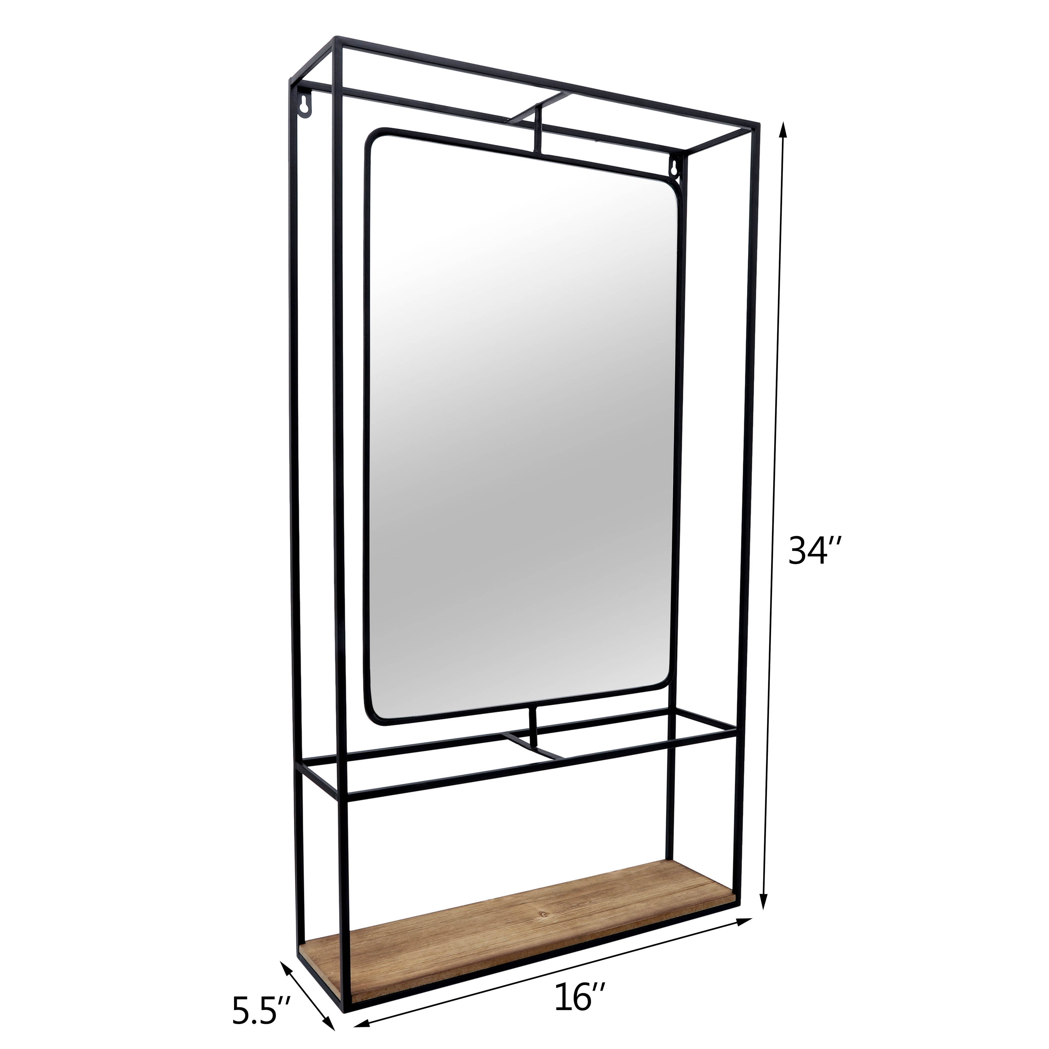 Denver Wood Wall Shelf With Mirror