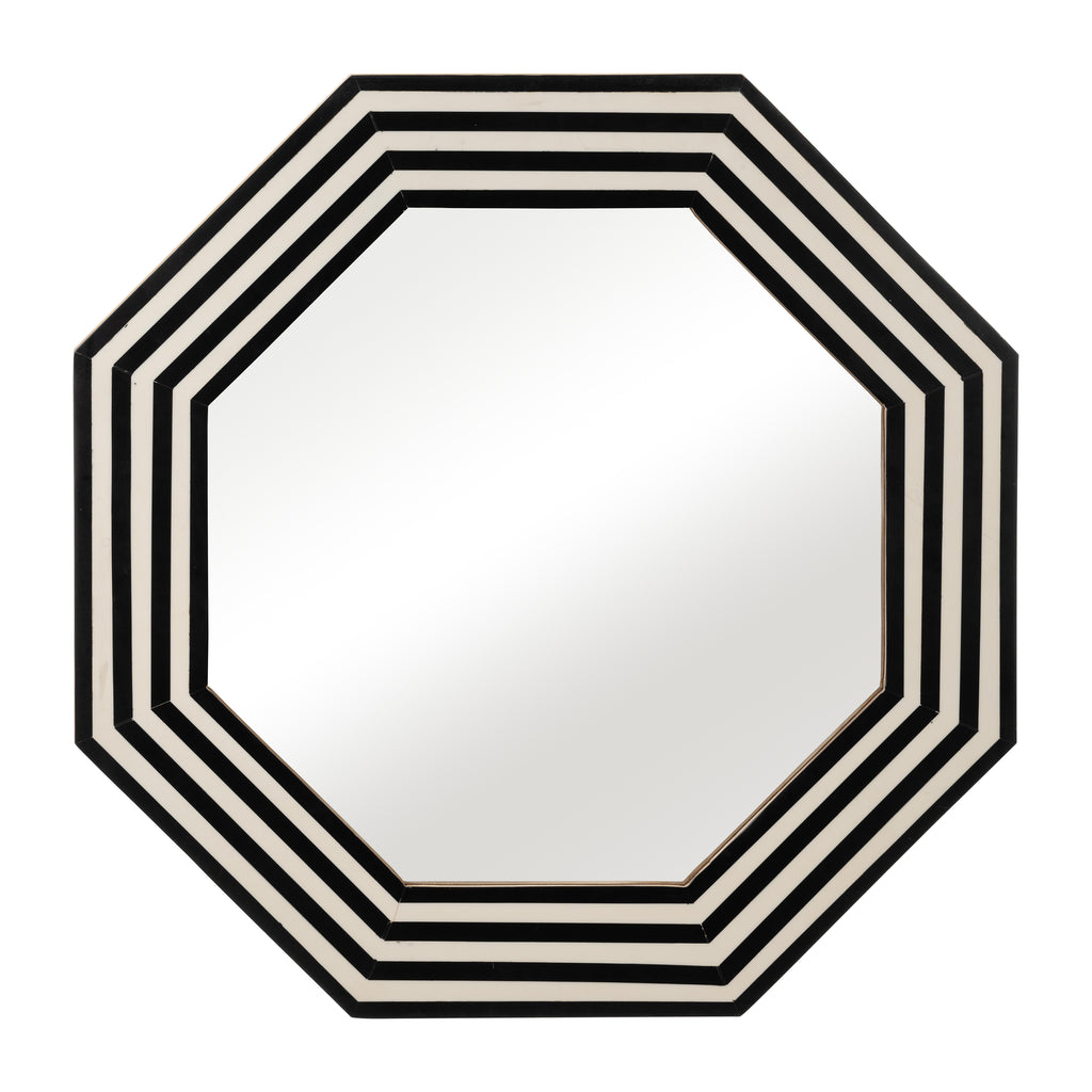 Black and White Octagon Wall Mirror