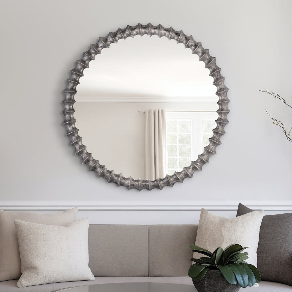 Round Texture Brushed Ring Wall Mirror