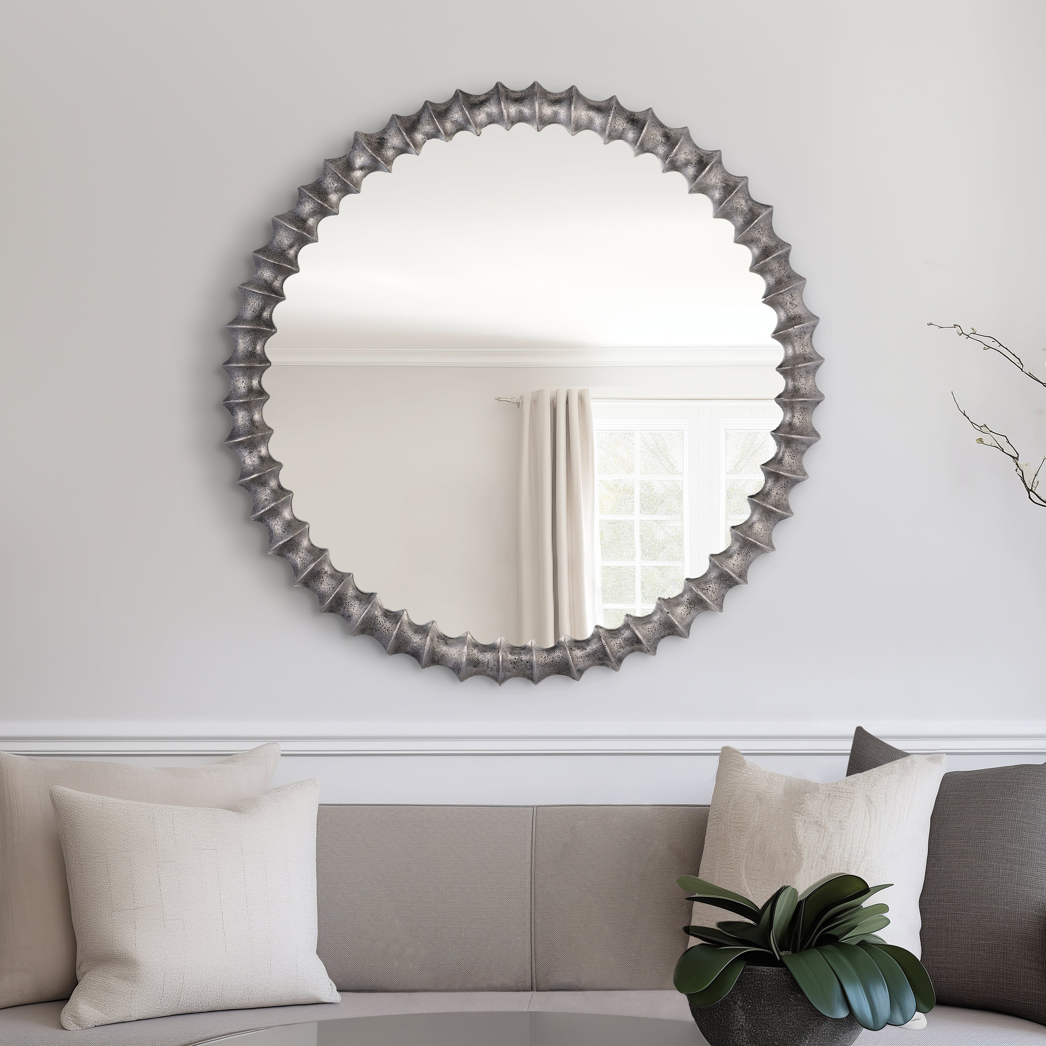 Round Texture Brushed Ring Wall Mirror