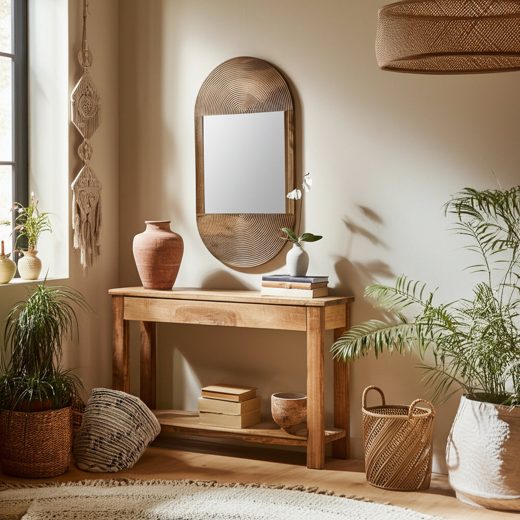 Sao Oval Wood Wall Mirror