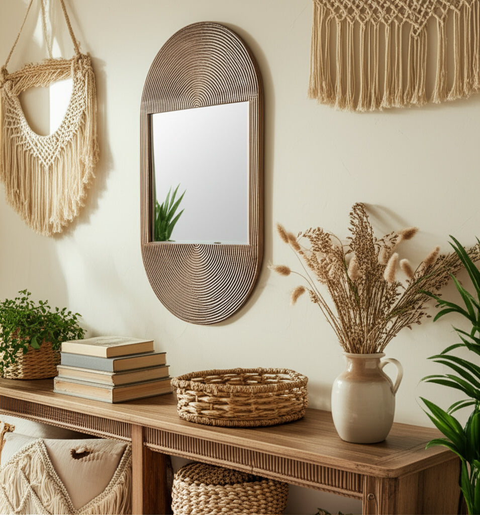 Sao Oval Wood Wall Mirror