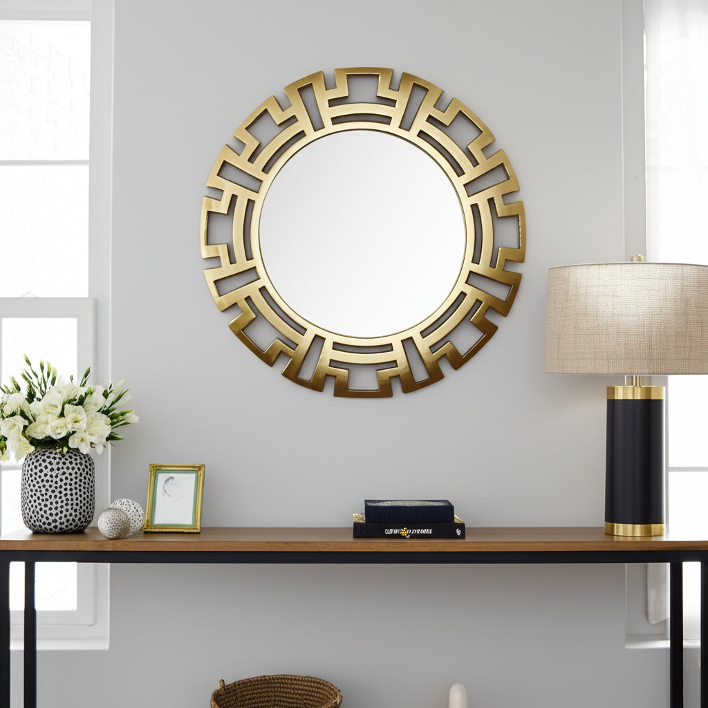 Tribal Round Metal Wall Mirror