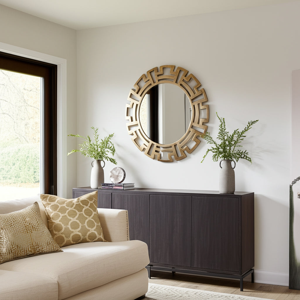 Tribal Round Metal Wall Mirror
