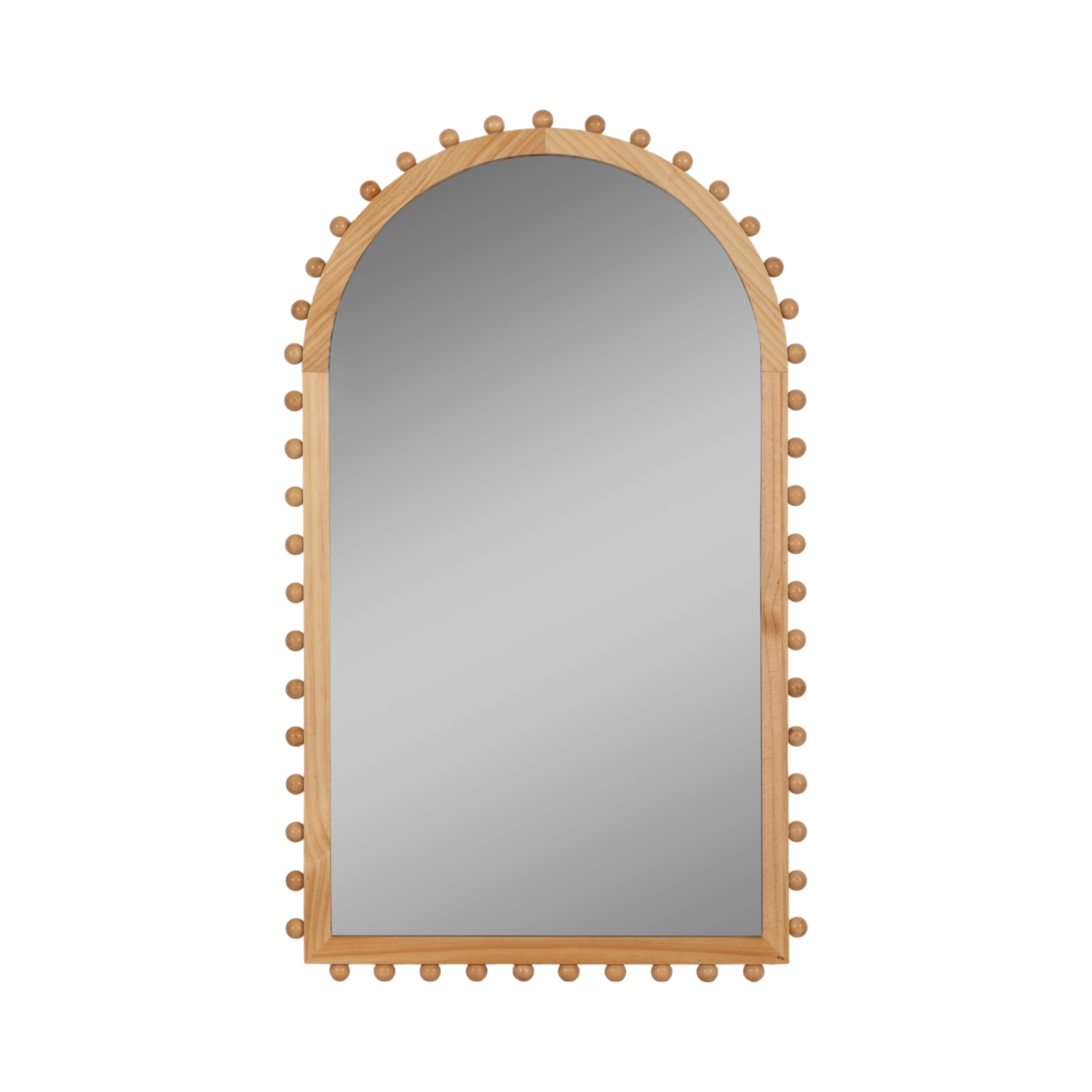 Arched Wood Beaded Wall Mirror