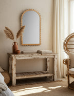 Arched Wood Beaded Wall Mirror
