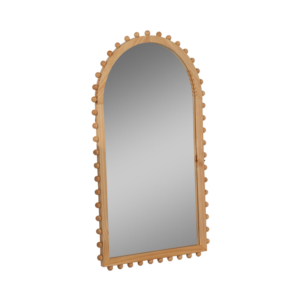 Arched Wood Beaded Wall Mirror