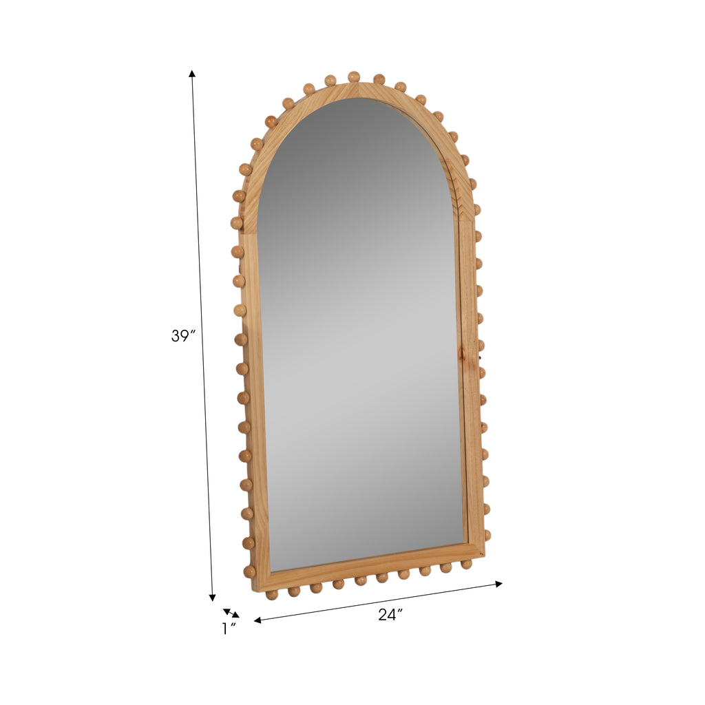 Arched Wood Beaded Wall Mirror
