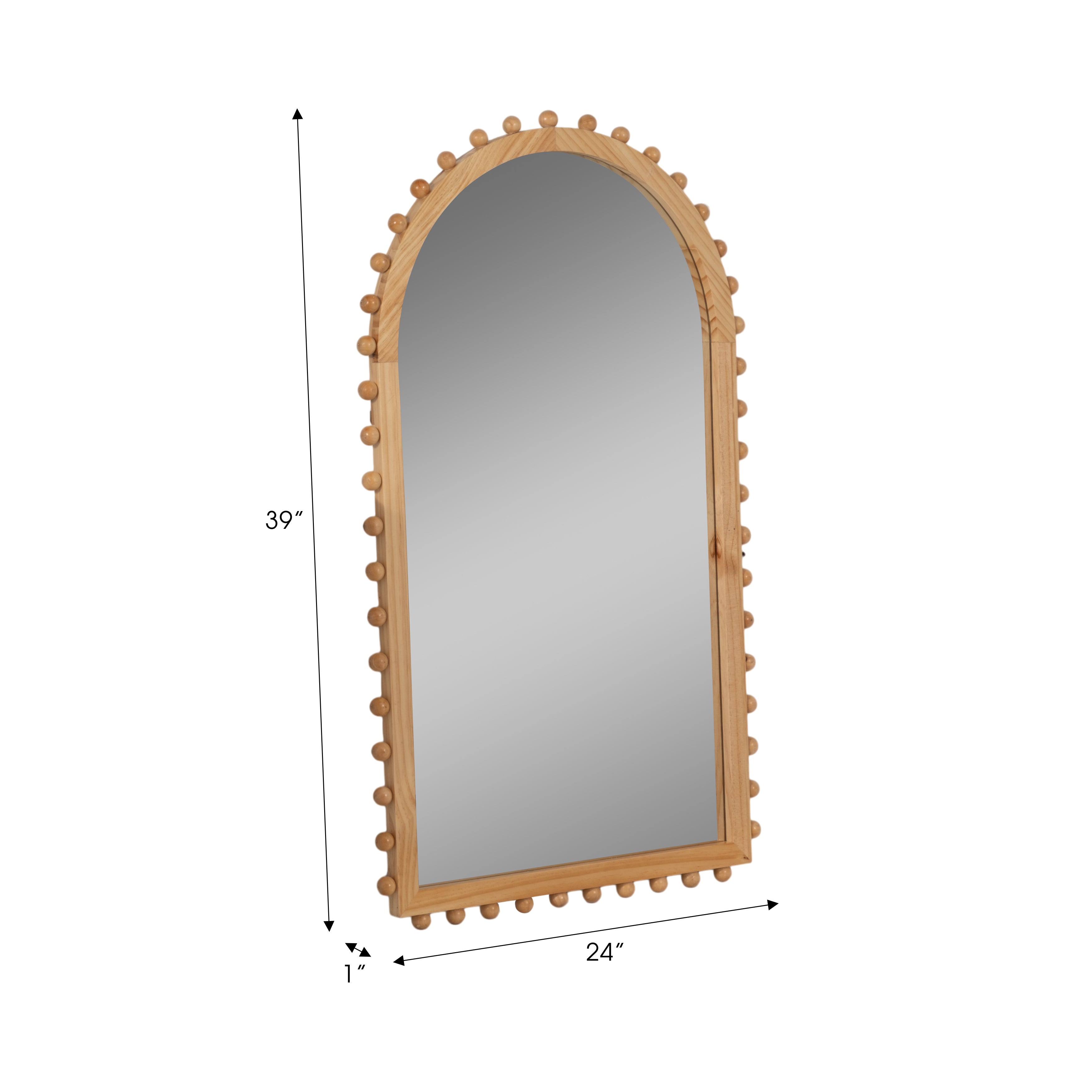 Arched Wood Beaded Wall Mirror