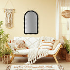 Arched Wood Beaded Wall Mirror