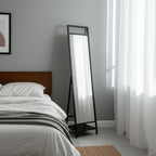 Denver 63" Standing Mirror W/ Hooks, Black