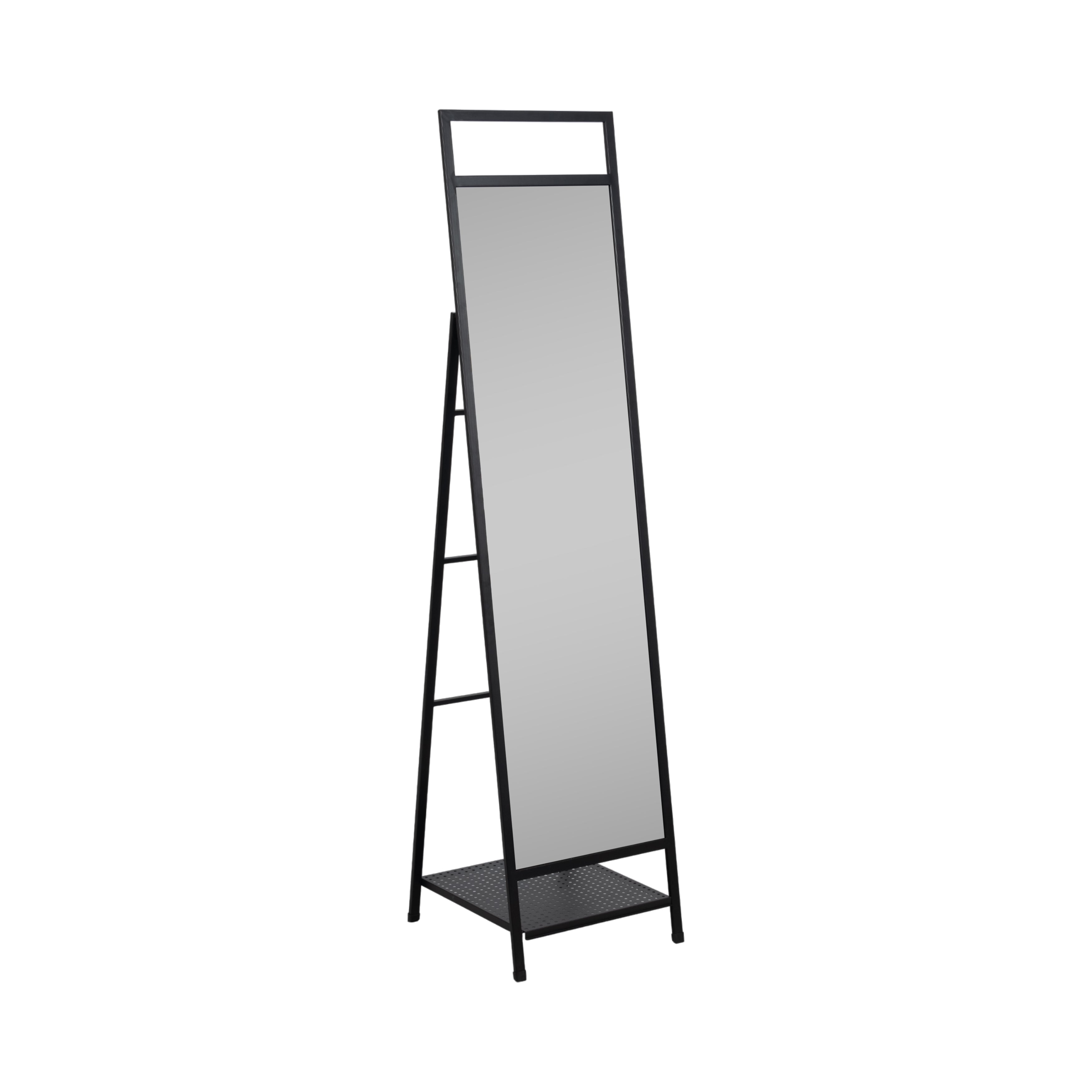 Denver 63" Standing Mirror W/ Hooks, Black
