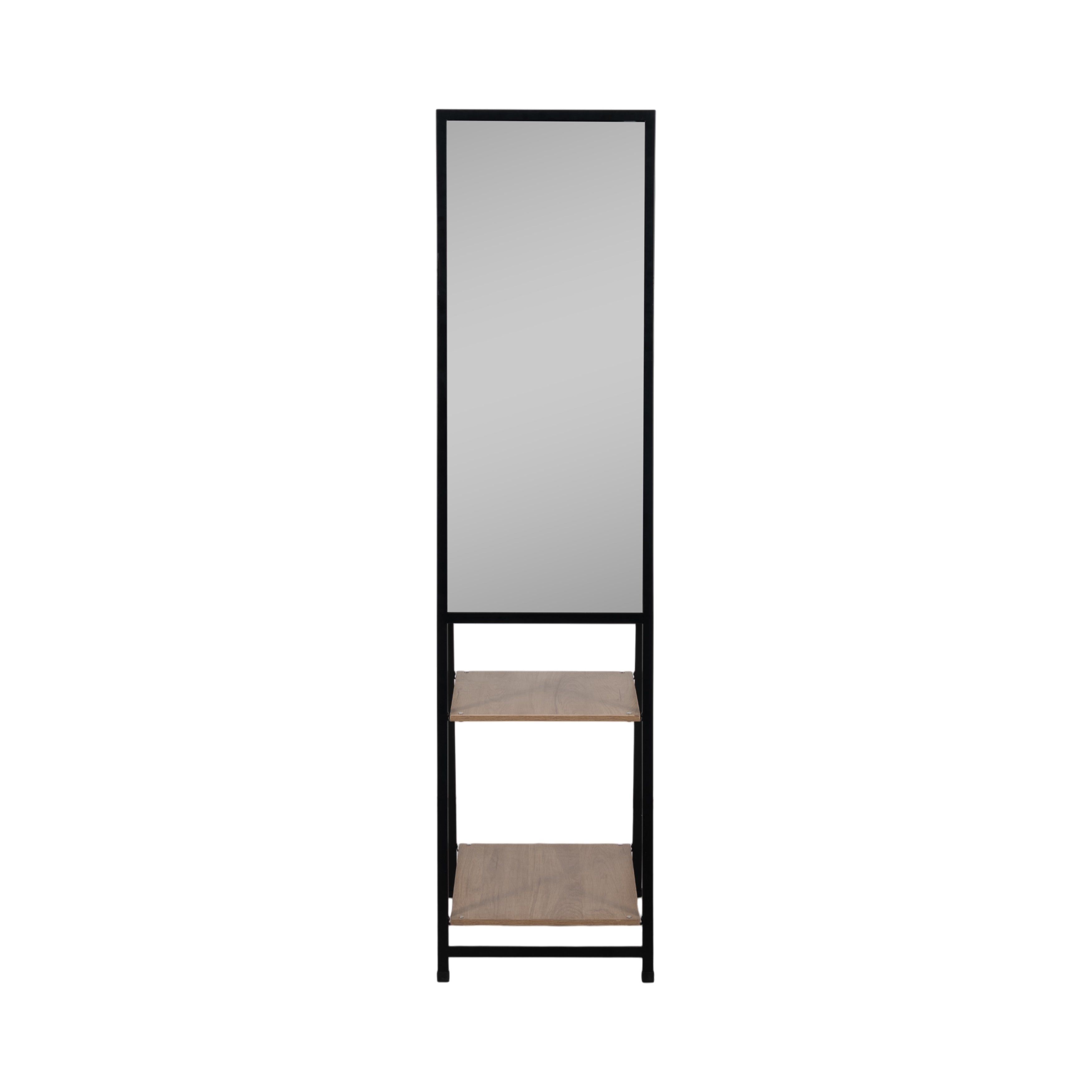 Denver Standing Mirror W/ Wood Shelves