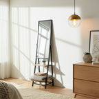 Denver Standing Mirror W/ Wood Shelves