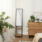 Denver Standing Mirror W/ Wood Shelves