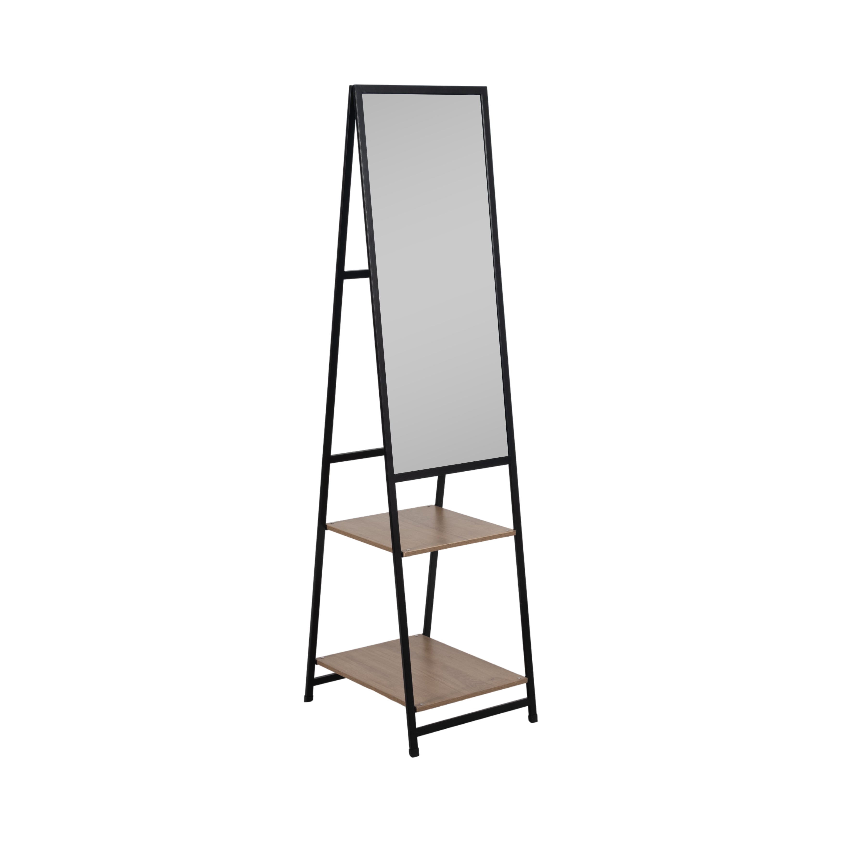 Denver Standing Mirror W/ Wood Shelves