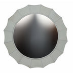 Round Ivory Inverted Scallop Hair On Hide Wall Mirror
