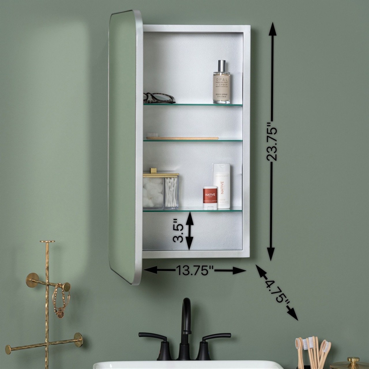 Houston Medicine Cabinet Mirror - Surface or Recess Mount