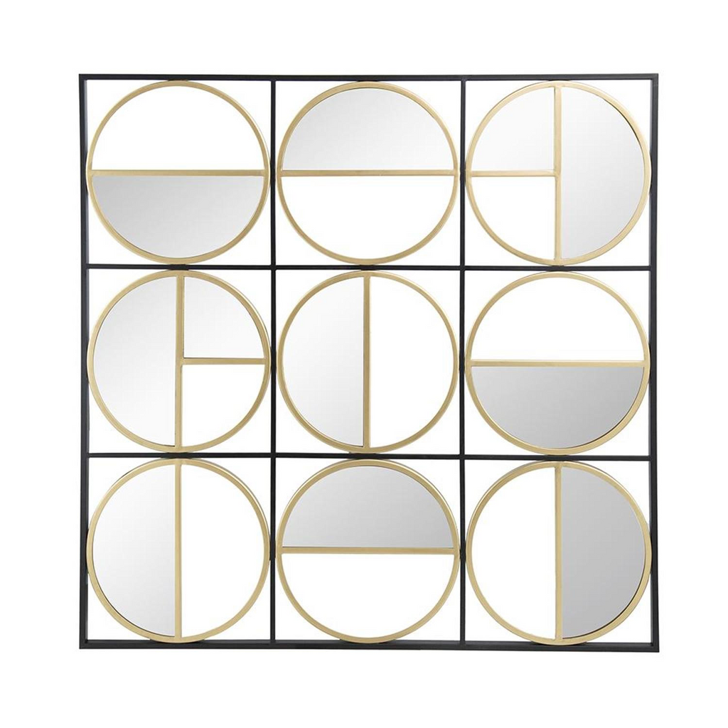 Black & Gold Square Iron Accent Mirror