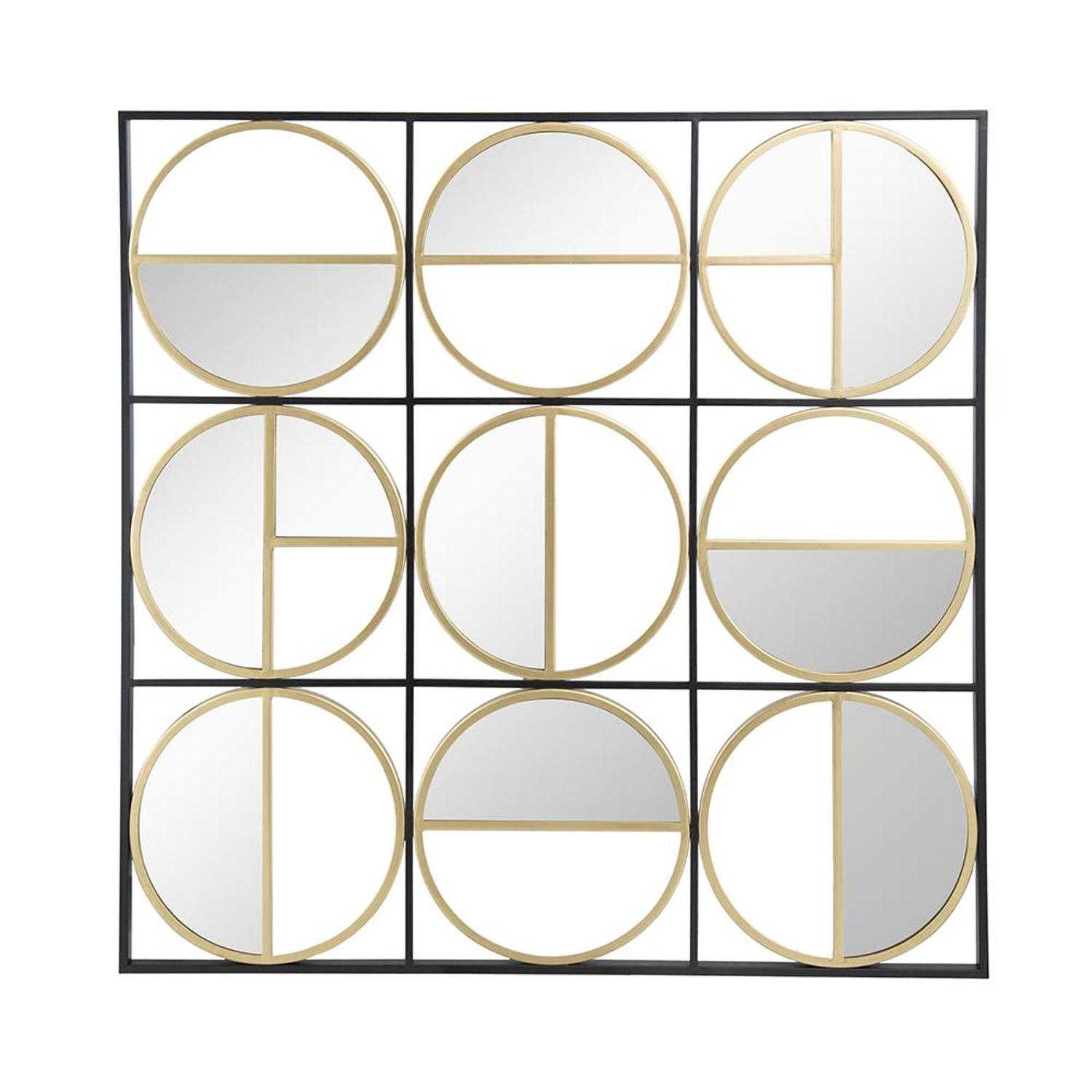 Black & Gold Square Iron Accent Mirror