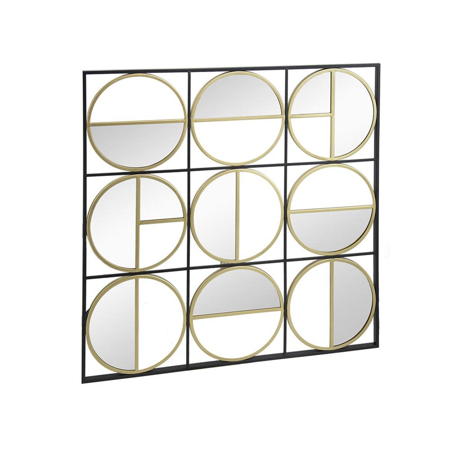 Black & Gold Square Iron Accent Mirror