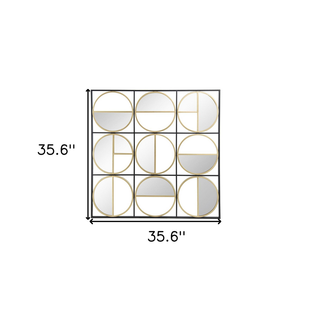 Black & Gold Square Iron Accent Mirror