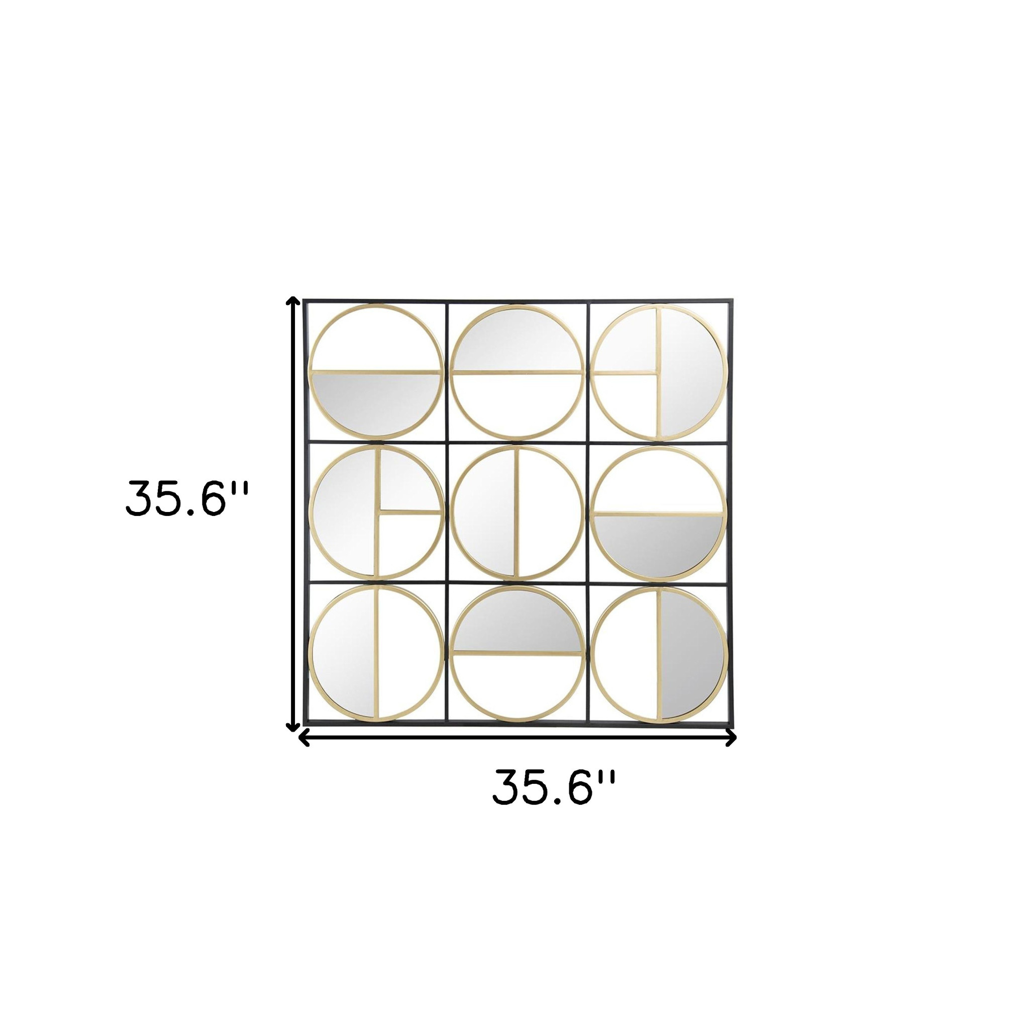 Black & Gold Square Iron Accent Mirror